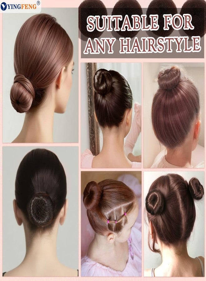 YINGFENG 134 Pcs Brown Hair Bun Maker Kit for Kids Small - 4 Hair Donuts for Buns, 20 Hair Nets for Buns, 100 U Shaped Bobby Pins, 10 Hair Bands, for Girls, Ballet Dance, Hair Accessories for Women - Image 2